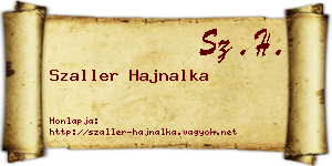 Szaller Hajnalka névjegykártya